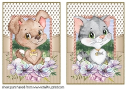 Floral puppy and kitten card fronts