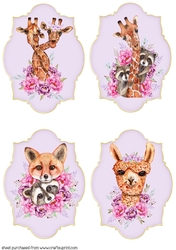 4 Lilac floral friends toppers