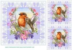 3 Freesia wreath bird card front/toppers 7