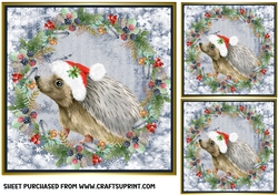 3 Christmas hedgehog card front/toppers 2