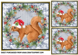 3 Christmas squirrel card front/toppers 2