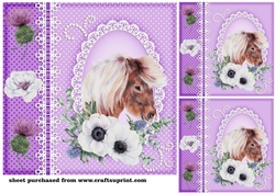 3 Lilac floral pony card front/toppers
