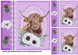 3 Lilac floral cow card front/toppers