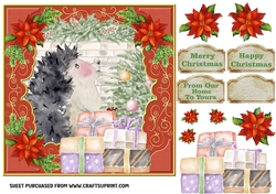 Christmas hedgehog card front 3