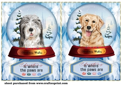 2 Blue snow globe dog card fronts 3