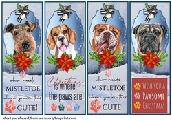 4 Cute Christmas pup bookmarks/toppers 1