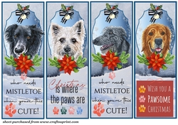 4 Cute Christmas pup bookmarks/toppers 3