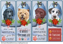 4 Cute Christmas pup bookmarks/toppers 7