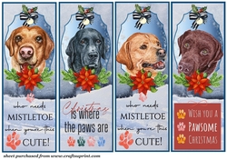 4 Christmas Labrador bookmarks/toppers