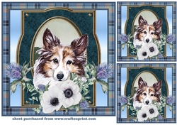 3 Blue tartan Scottish dog card front/toppers 4