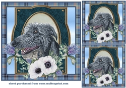 3 Blue tartan Scottish dog card front/toppers 5