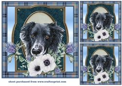 3 Blue tartan Scottish dog card front/toppers 7