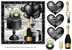 Black and white 18th Birthday card front