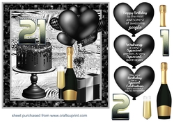 Black and white 21st Birthday card front