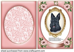 Pink rose dangling dog card front 1