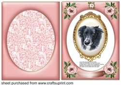 Pink rose dangling dog card front 2