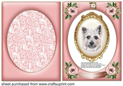 Pink rose dangling dog card front 3