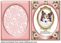 Pink rose dangling dog card front 7