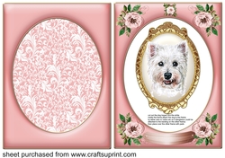 Pink rose dangling dog card front 8