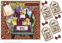 Red wine Birthday card front 3