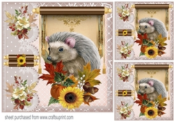 3 Autumn hedgehog card front/toppers
