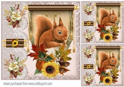 3 Autumn squirrel card front/toppers