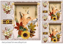 3 Autumn fox card front/toppers