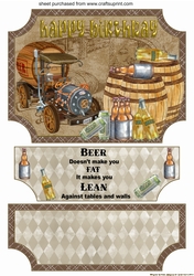 Beer doesnt make you fat Birthday easel topper and stopper(no base)