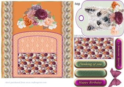 Orange and purple cute dog pocket card front 6