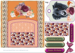 Orange and purple cute dog pocket card front 7
