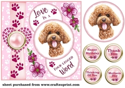 Pink Love is a four legged word card front 12
