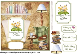 Reading themed card front 1