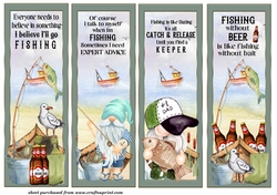 4 Fishing themed bookmark/toppers