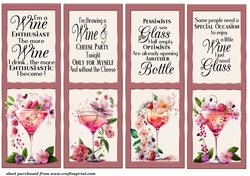 4 Wine themed toppers/bookmarks 1