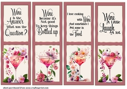 4 Wine themed toppers/bookmarks 2