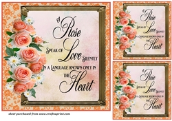 3 Peach rose card front/toppers with verse 5