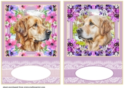 2 Floral Golden Retriever card fronts/toppers 1