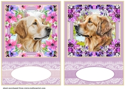2 Floral Golden Retriever card fronts/toppers 2