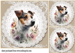 3 Beige floral dog card front/toppers 5