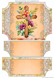 Floral Easter cross easel topper with layered stopper (no base)1
