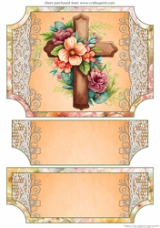 Floral Easter cross easel topper with layered stopper (no base)8