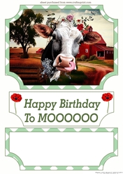 Happy Birthday to Mooooo easel topper with layered stopper (no base) 3