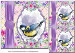3 Pansy bird card fronts/toppers 2