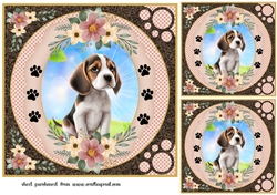 3 Floral puppy card fronts/toppers 5