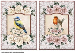 2 Birds with roses card fronts/toppers