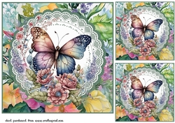 3 Multi floral butterfly card fronts/toppers