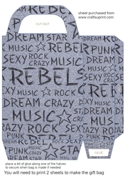 Blue denim word art gift bag 1