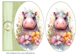 Cute baby hippo card front