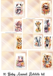 10 Baby Animals notelets kit