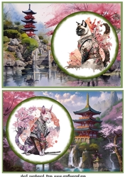 2 Samurai cats card fronts/toppers 4
